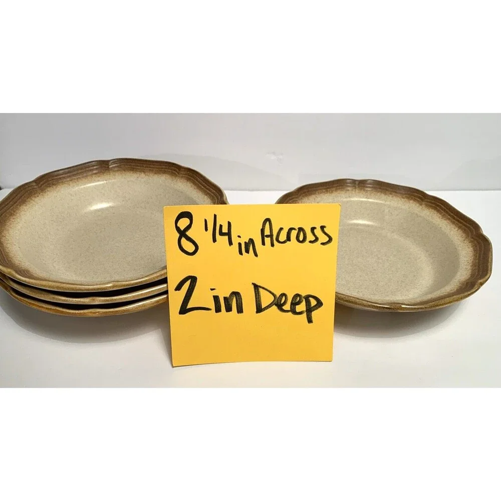 VTG Mikasa Whole Wheat E8000 Soup Bowls Ceramic EUC Pottery Stoneware Set Of 4